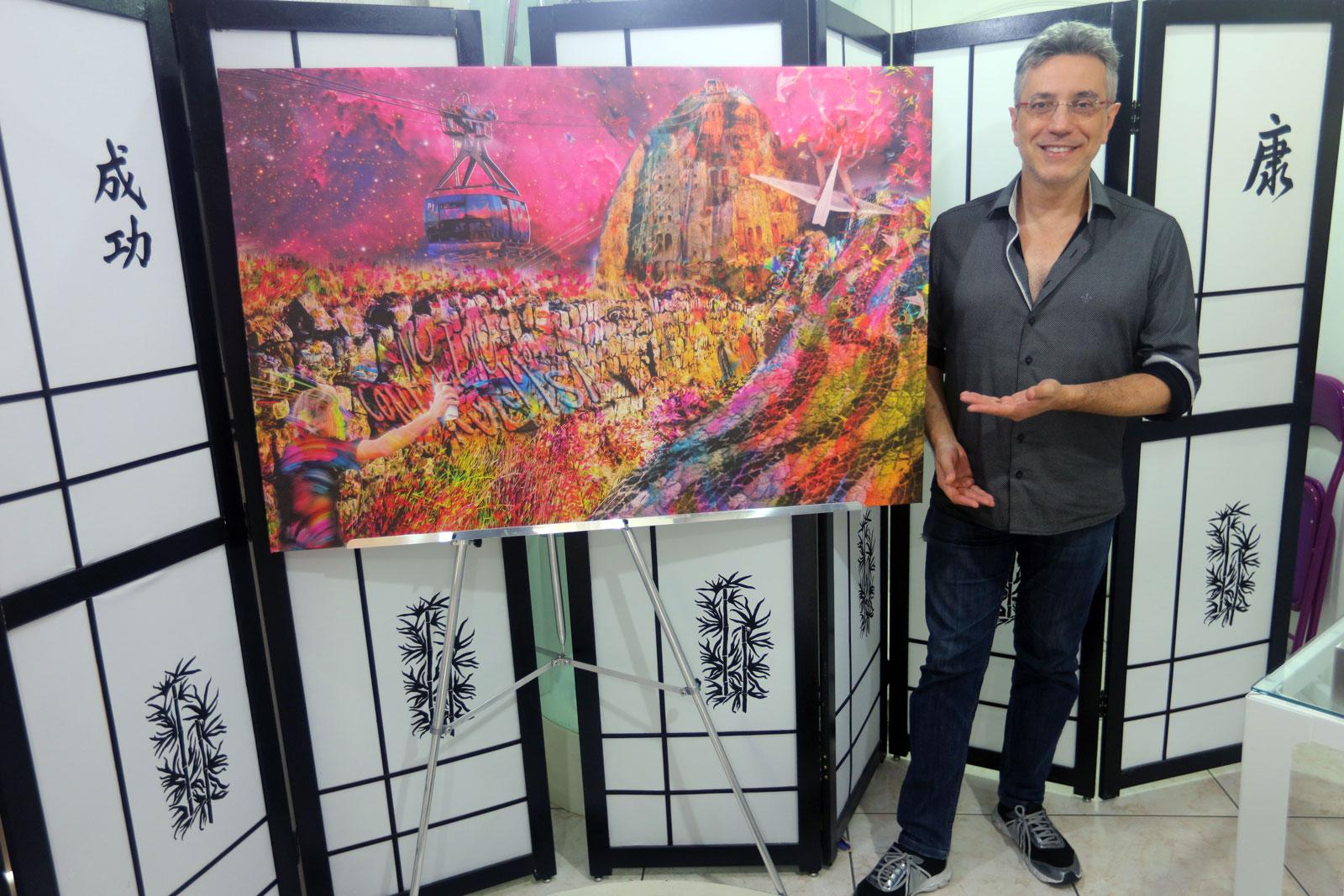 Tela "Rio Wall" - Artista: Henrique Vieira Filho Técnica Mista 120 cm x 80 cm